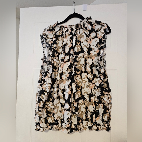 Floral Print Rayon Ruffle Sleeve Top Plus Sz 3X shirt flowy NWOT button down - Picture 4 of 4